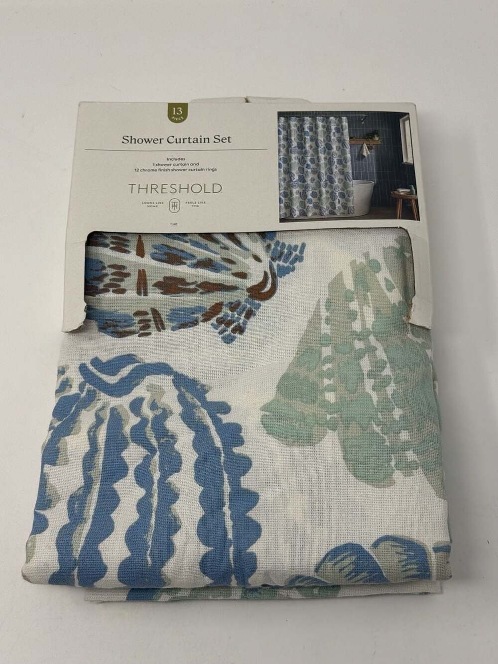 Threshold Coastal Seashells Shower Curtain Set 72 x 72